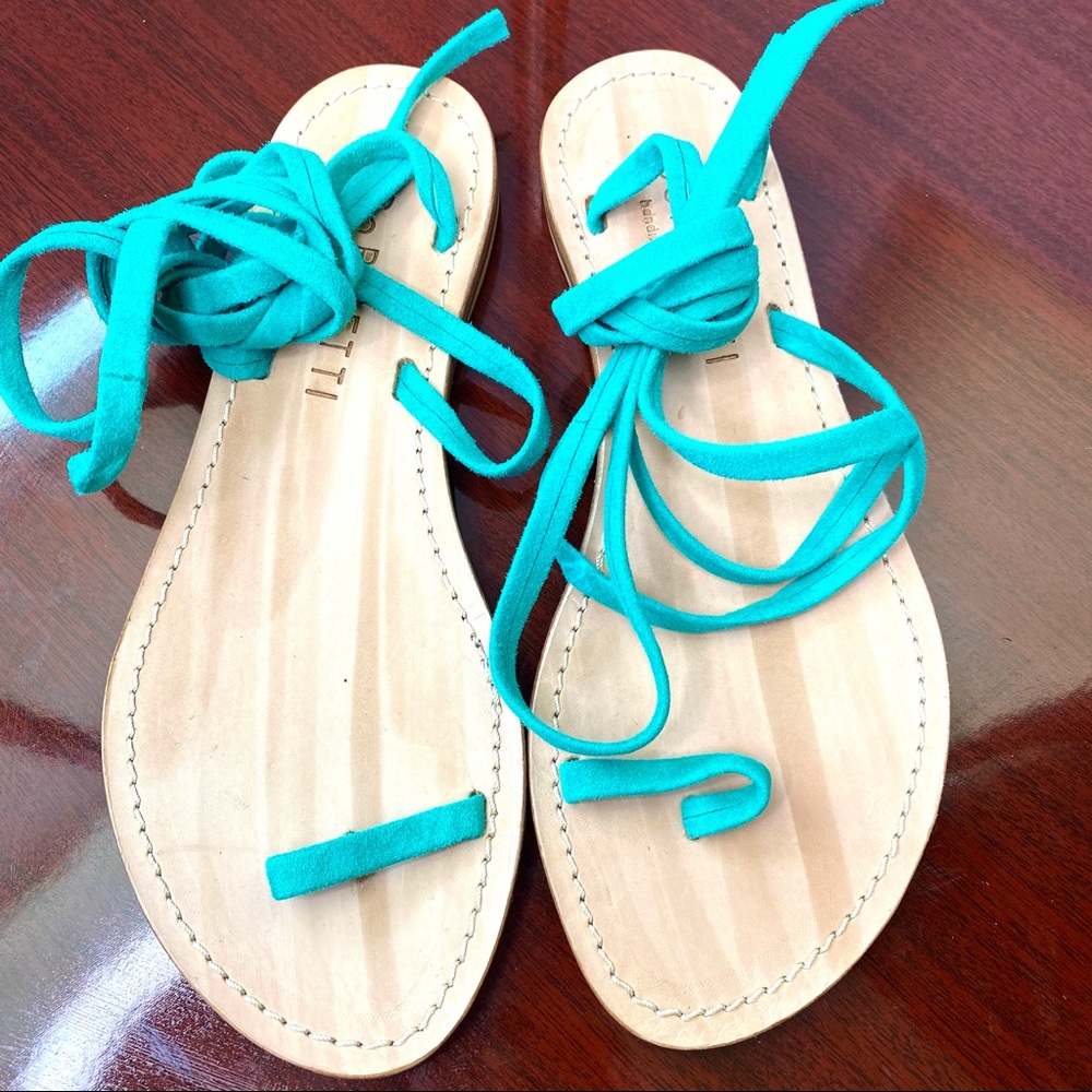 Cornetti Teal Gladiator Sandals Sz. 37 or 6.5 NWOT